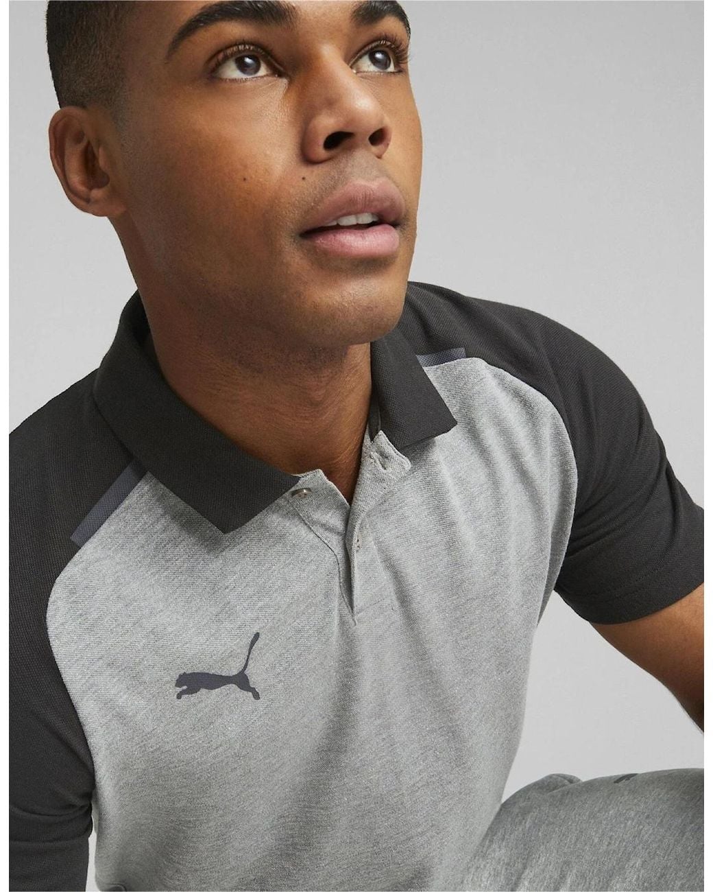 PUMA Gray Teamcup Casuals Polo Shirt for men