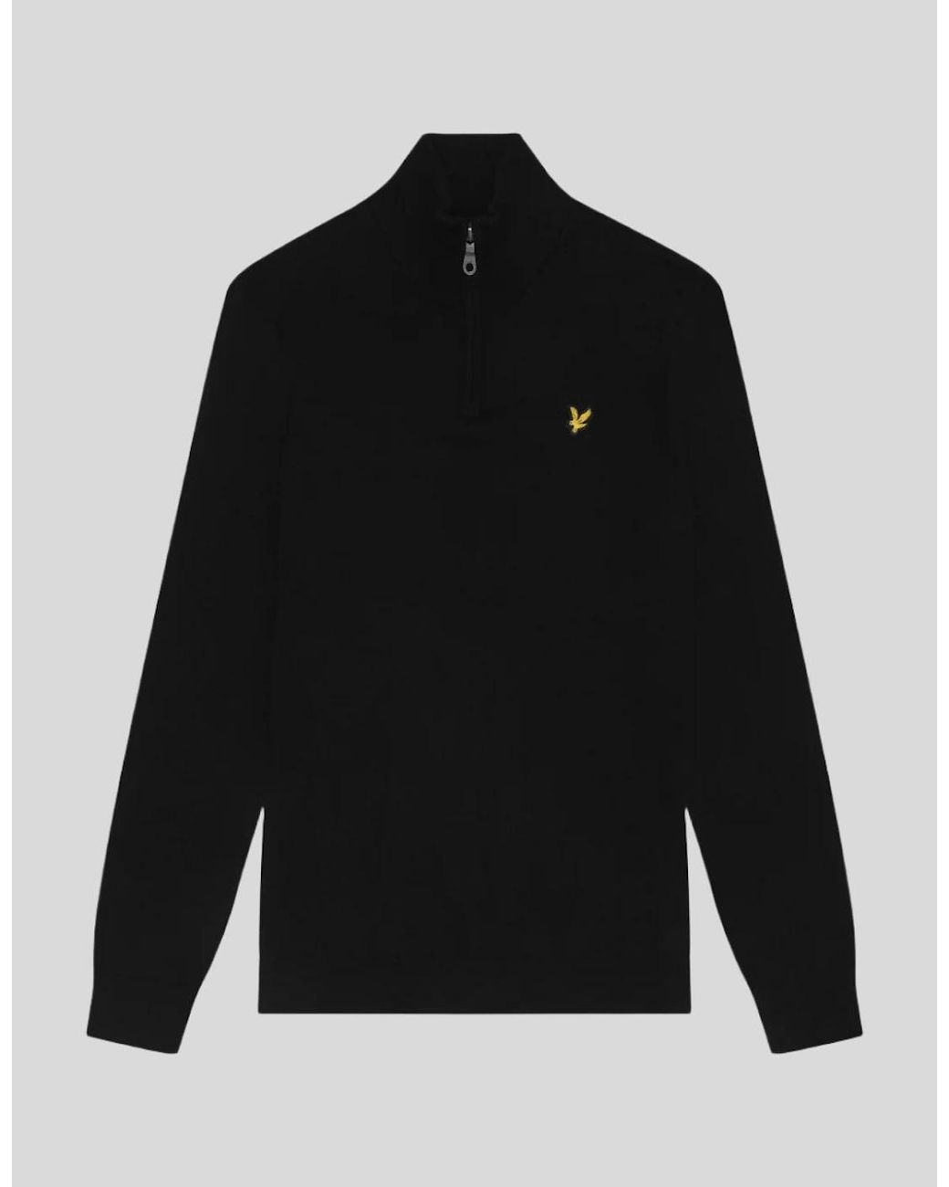Lyle & Scott Black Cotton Merino 1/4 Zip Jumper for men