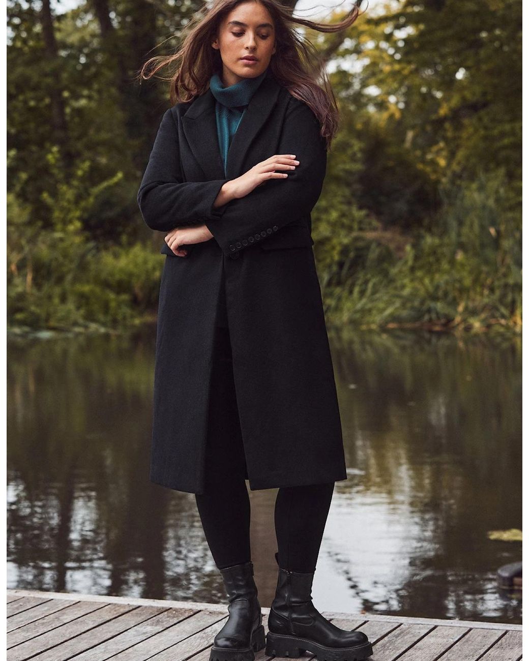 Live Unlimited London Black Wool Blend Tailored Coat