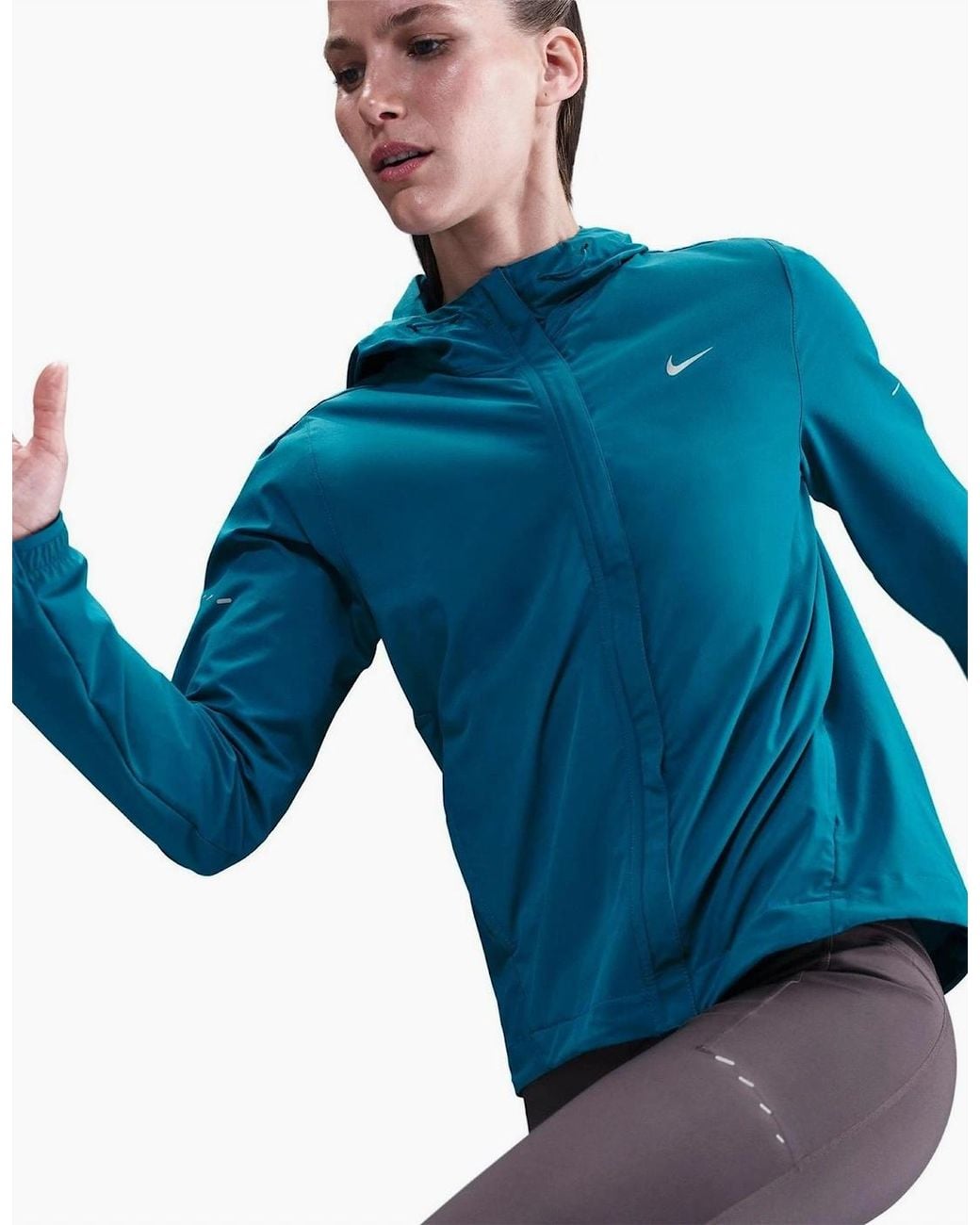 Nike Blue Solid Patterned Front Pocket Storm Flap Rain Coat