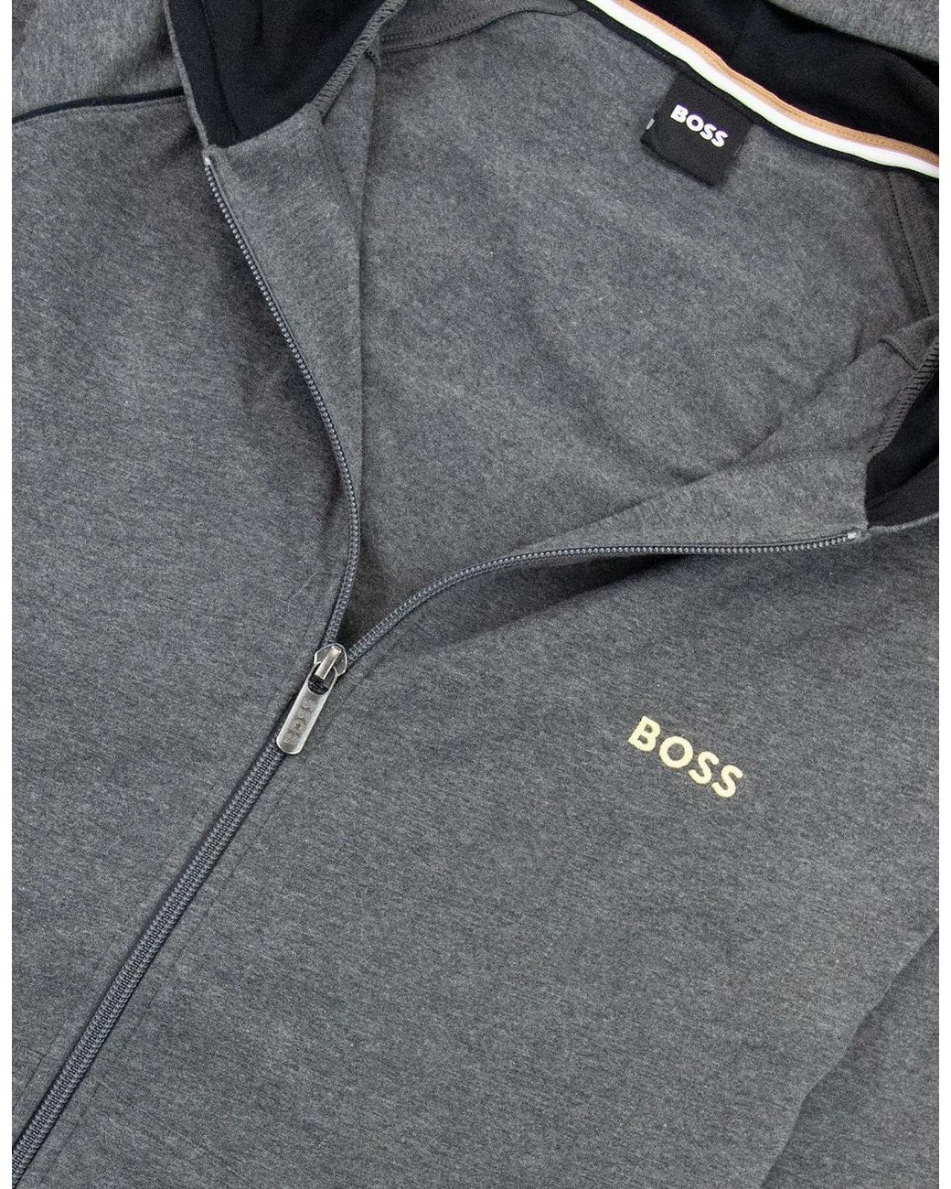 Boss Gray Mix & Match Logo Zip Up Jacket Dark 010 for men