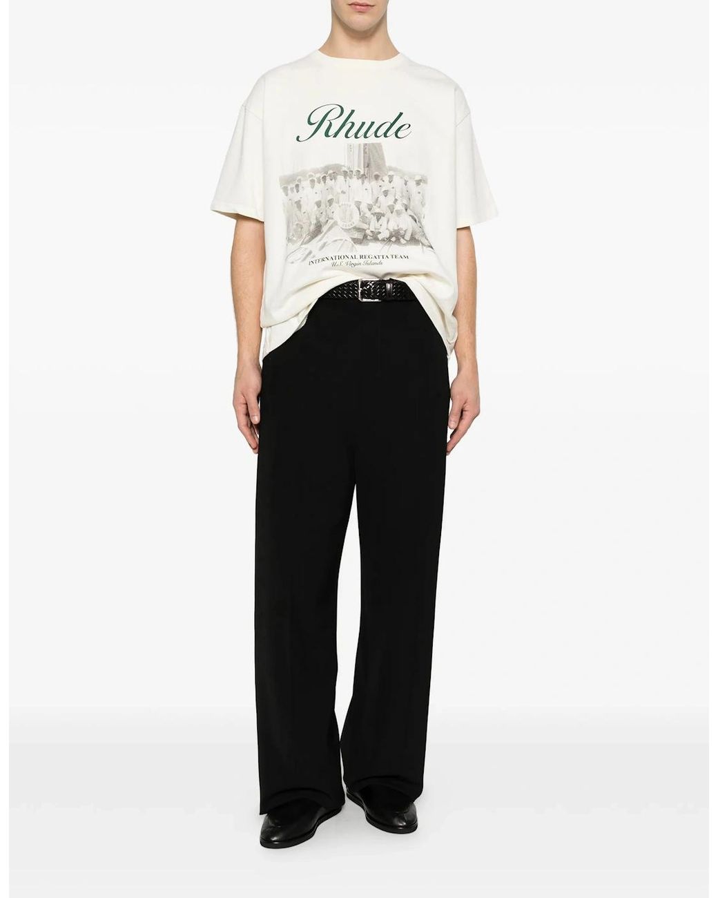Rhude White Script Printed T-Shirt for men