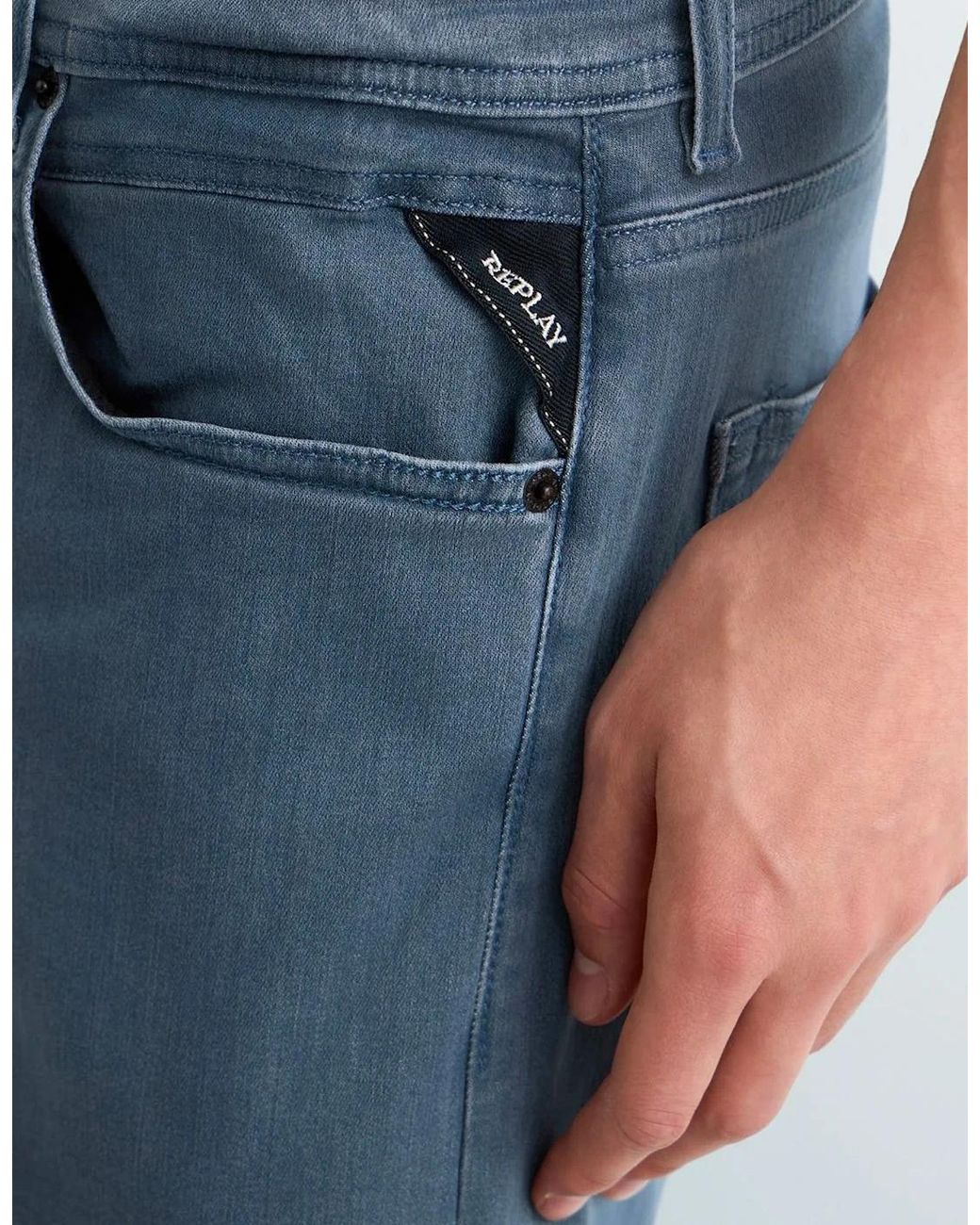 Replay Blue Grover Hyperflex Denim Straight Fit Jean for men