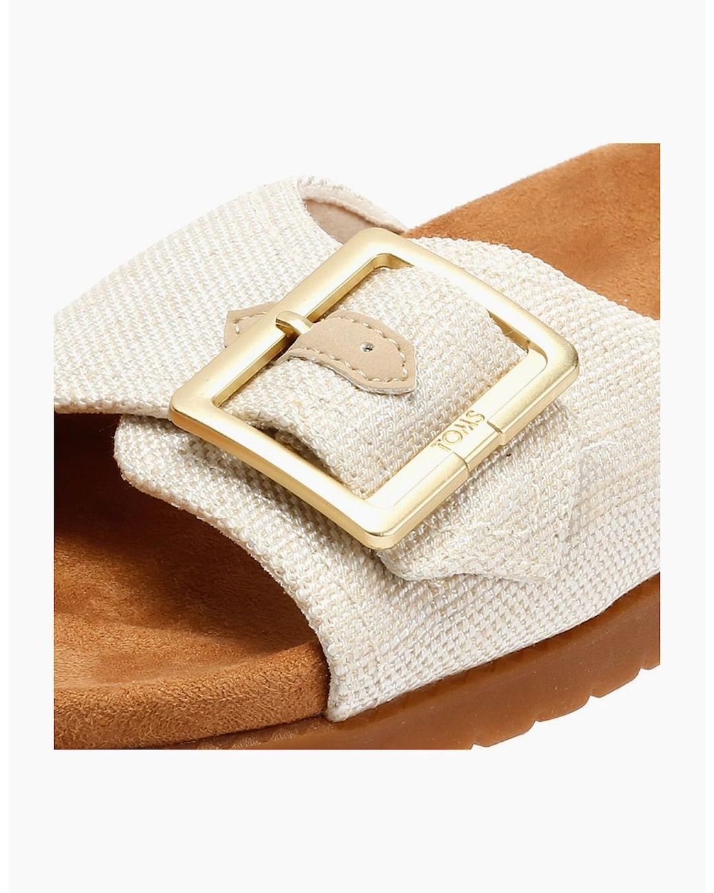 TOMS White Marin Slide Textile Natural Sandals