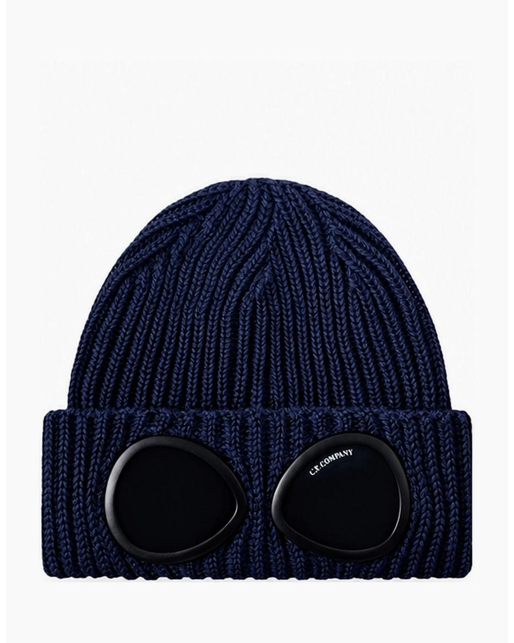 C P Company Blue Extra Fine Knitted Beanie Total Eclipse for men