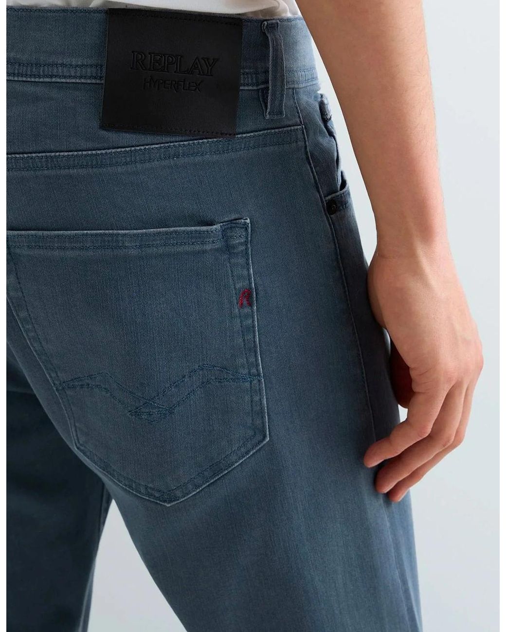 Replay Blue Grover Hyperflex Denim Straight Fit Jean for men