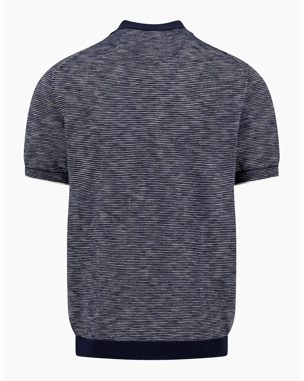 Fynch-Hatton Blue Fynch-Hatton Cotton Linen Striped Polo for men