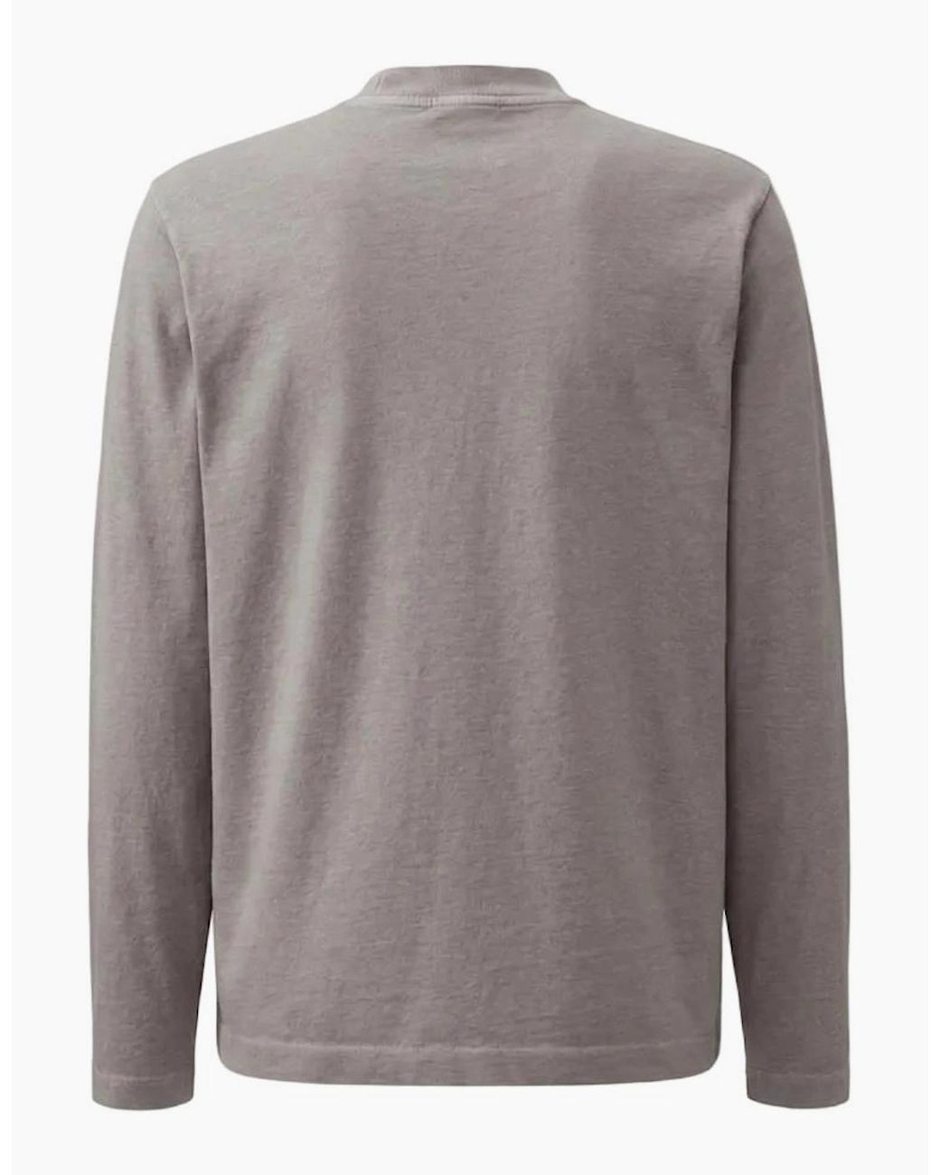 C P Company Gray Long Sleeve 20/1 Jersey Embroidered Logo T-Shirt for men