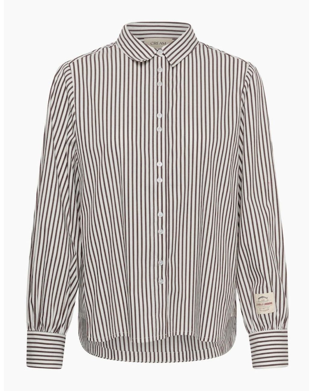 Cream Gray Mira Striped Shirt