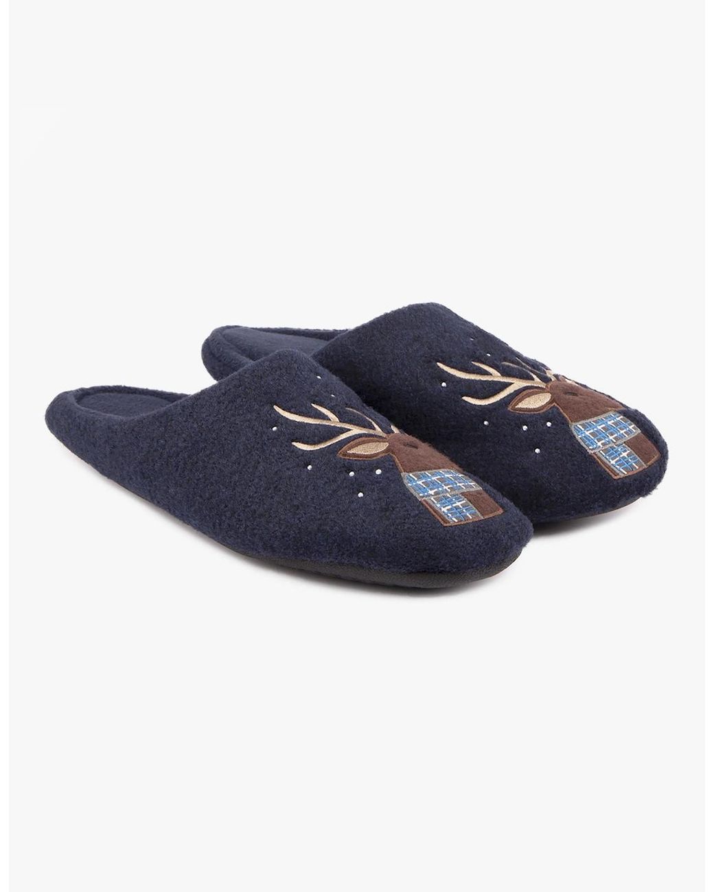 Totes Blue Isotoner Novelty Stag Mule Slippers for men