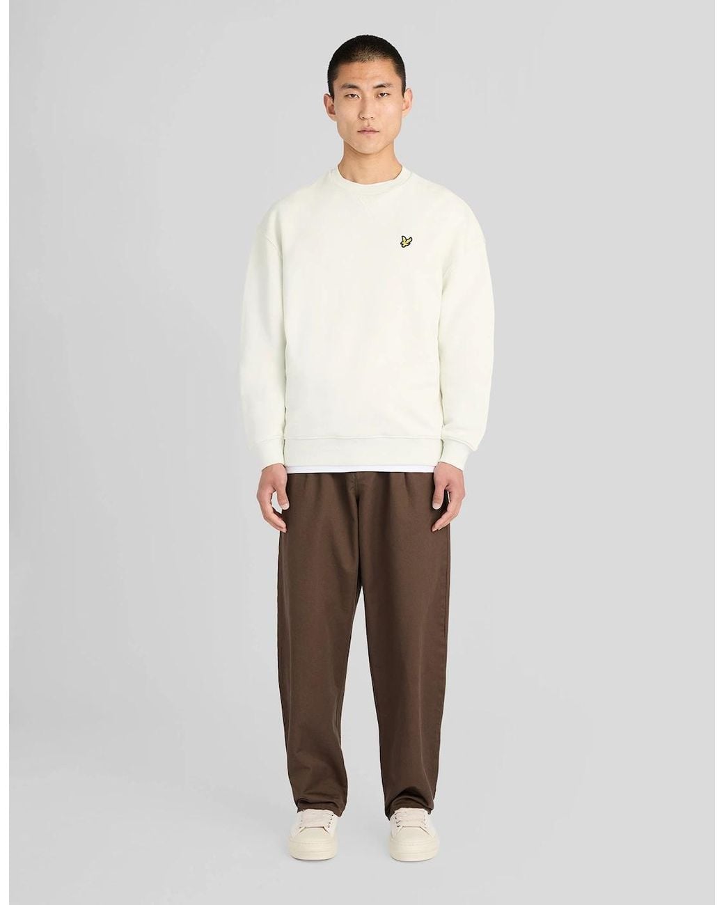 Lyle & Scott White Heavyweight Crew Neck Sweatshirt for men