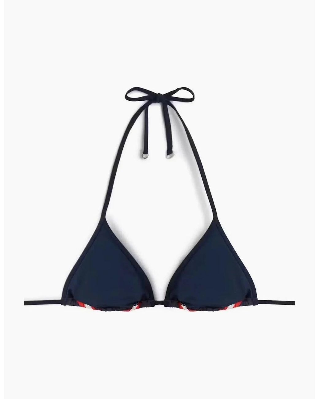 Tommy Hilfiger White Th Texture Triangle Bikini Top, New Preppy Stripe