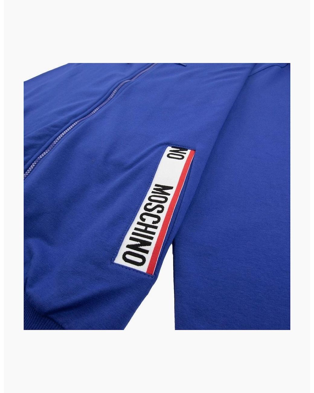 Moschino Blue Underwear Pocket Tape Logo Hoody for men