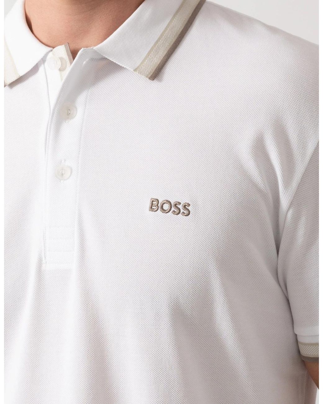 Boss White Boss Paddy Cotton-Piqué Polo Shirt With Contrast Logo for men