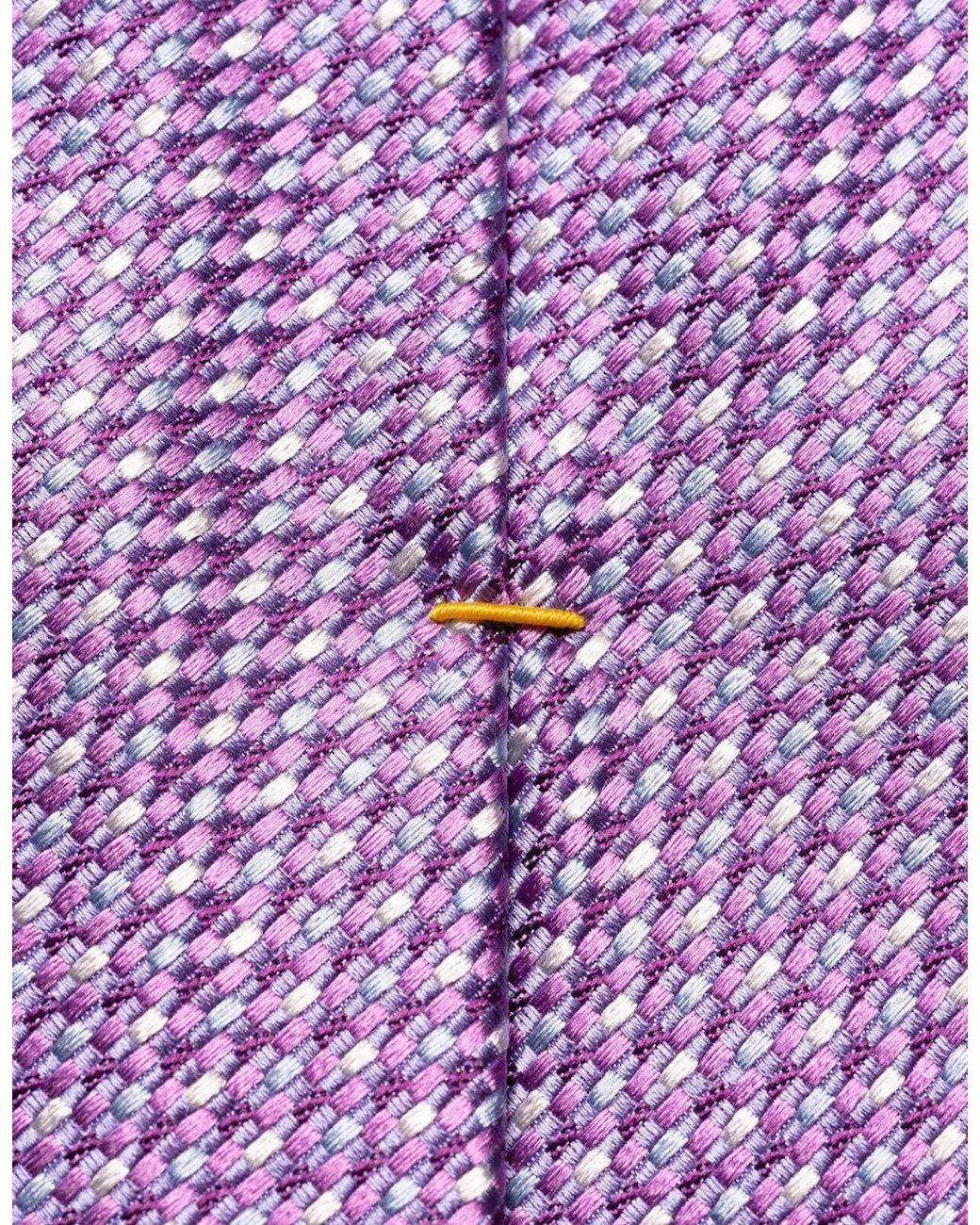 Eton of Sweden Purple Three Colour Micro Print Silk Tie 79 for men