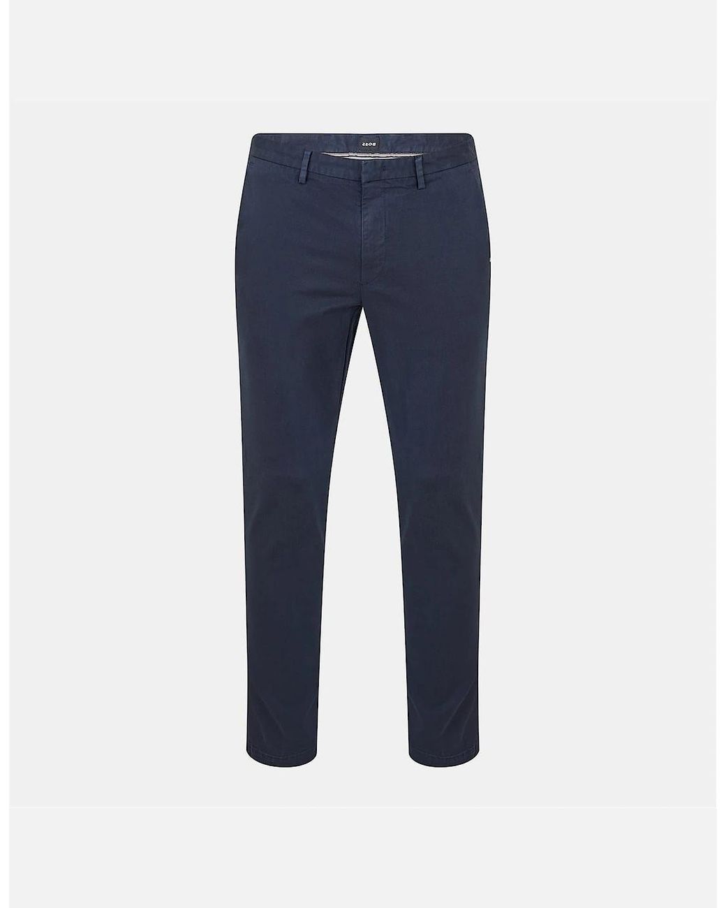 Boss Blue Kaito3 Solid Patterned Straight Chinos for men