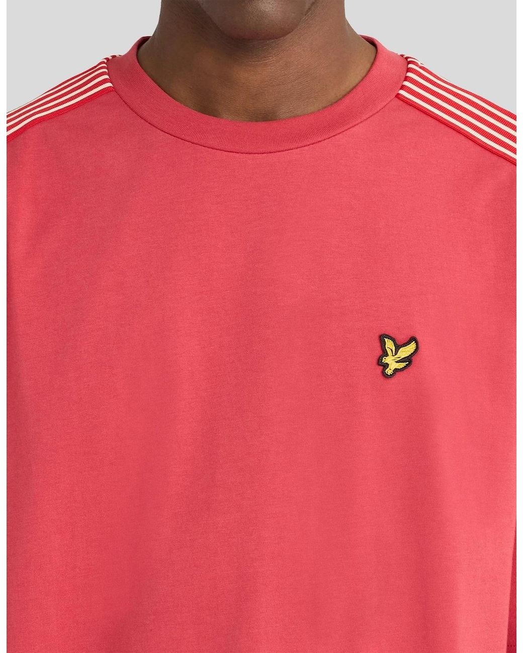 Lyle & Scott Red Stripe Taped Cotton T-Shirt for men