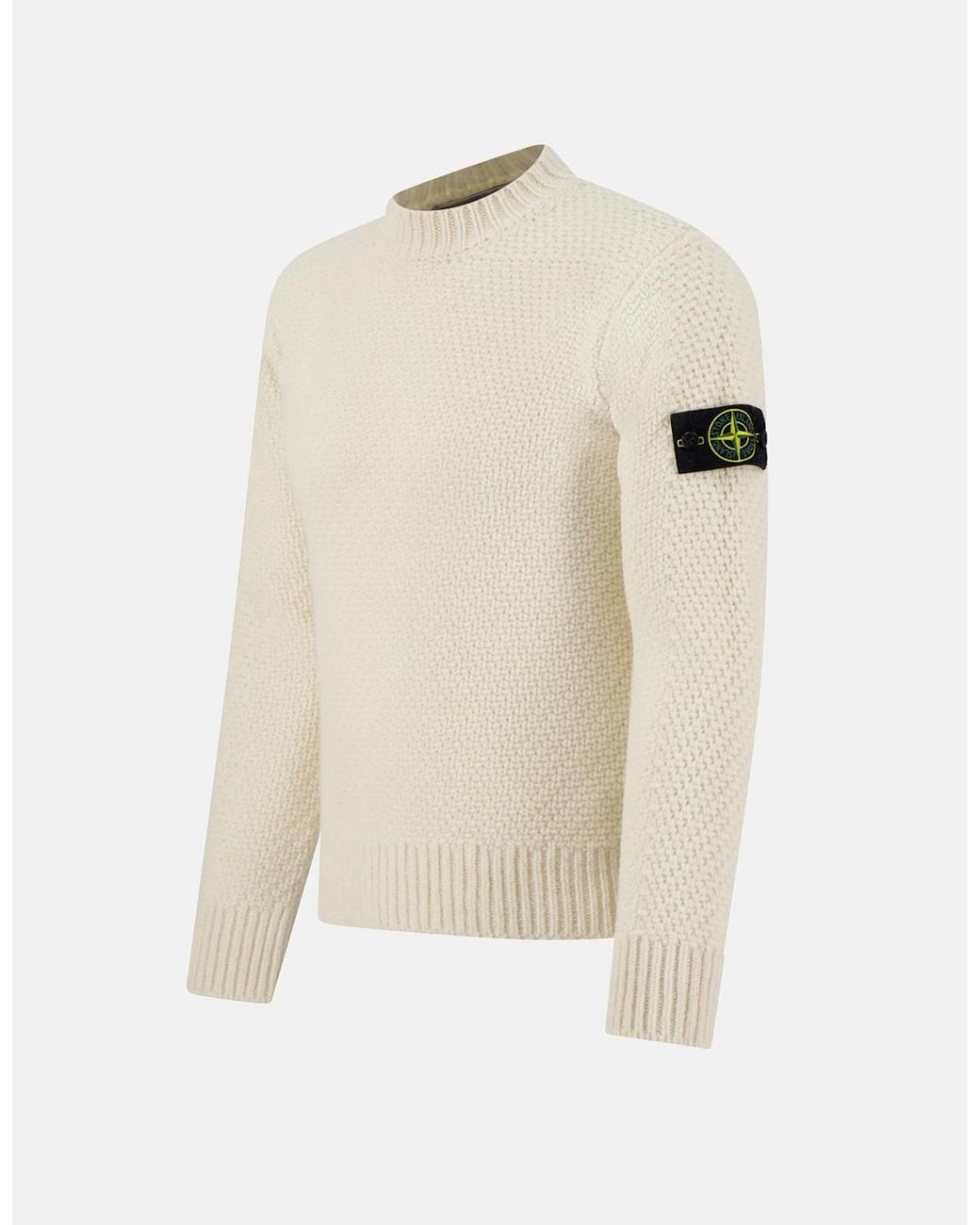 Stone Island White Wool 5100055 Sweater for men