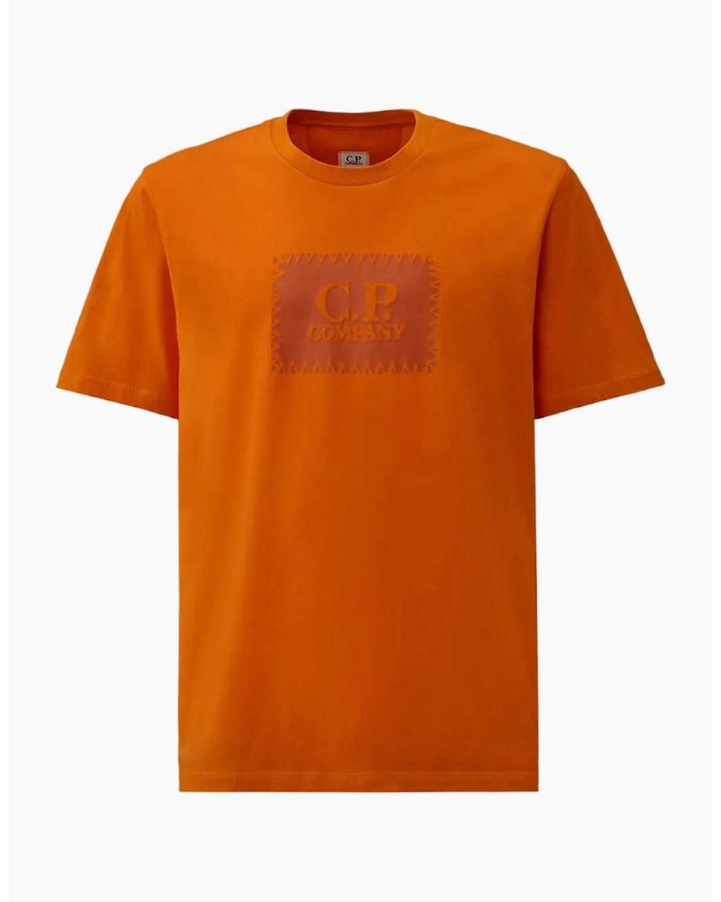 C P Company Orange Stamp Print T-Shirt for men