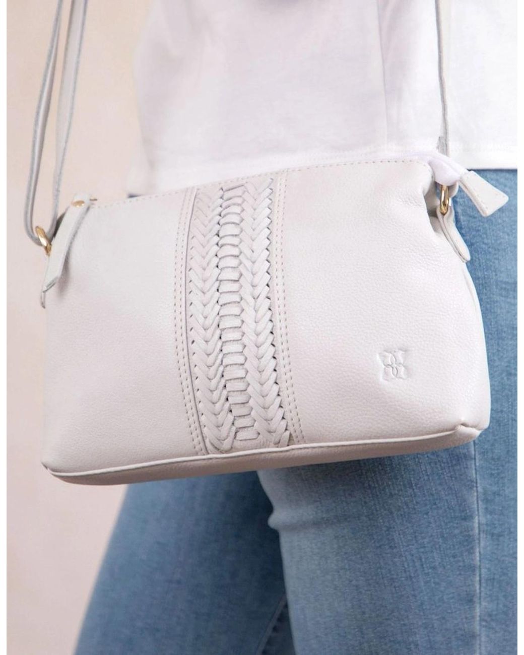 Lakeland Leather White Eden Crossbody Bag