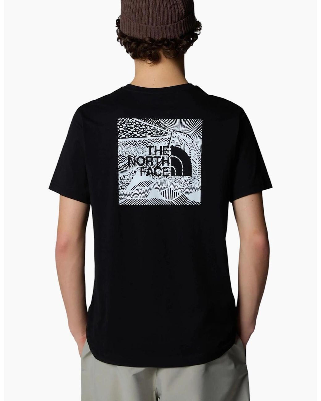 The North Face Black T Shirts Box Nse Celebration Crew Neck Graphic Print Summer Tee for men