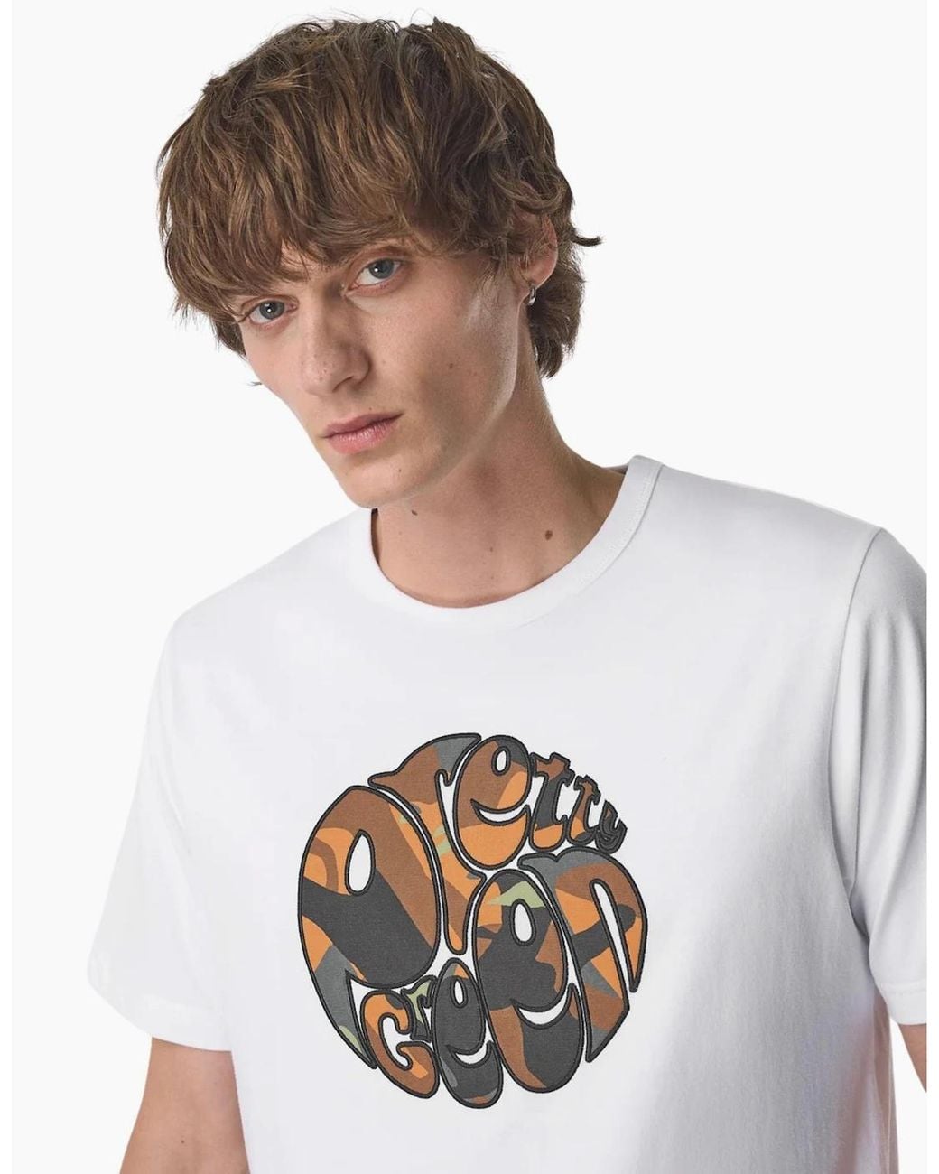 Pretty Green White Rave Camo Logo T-Shirt for men