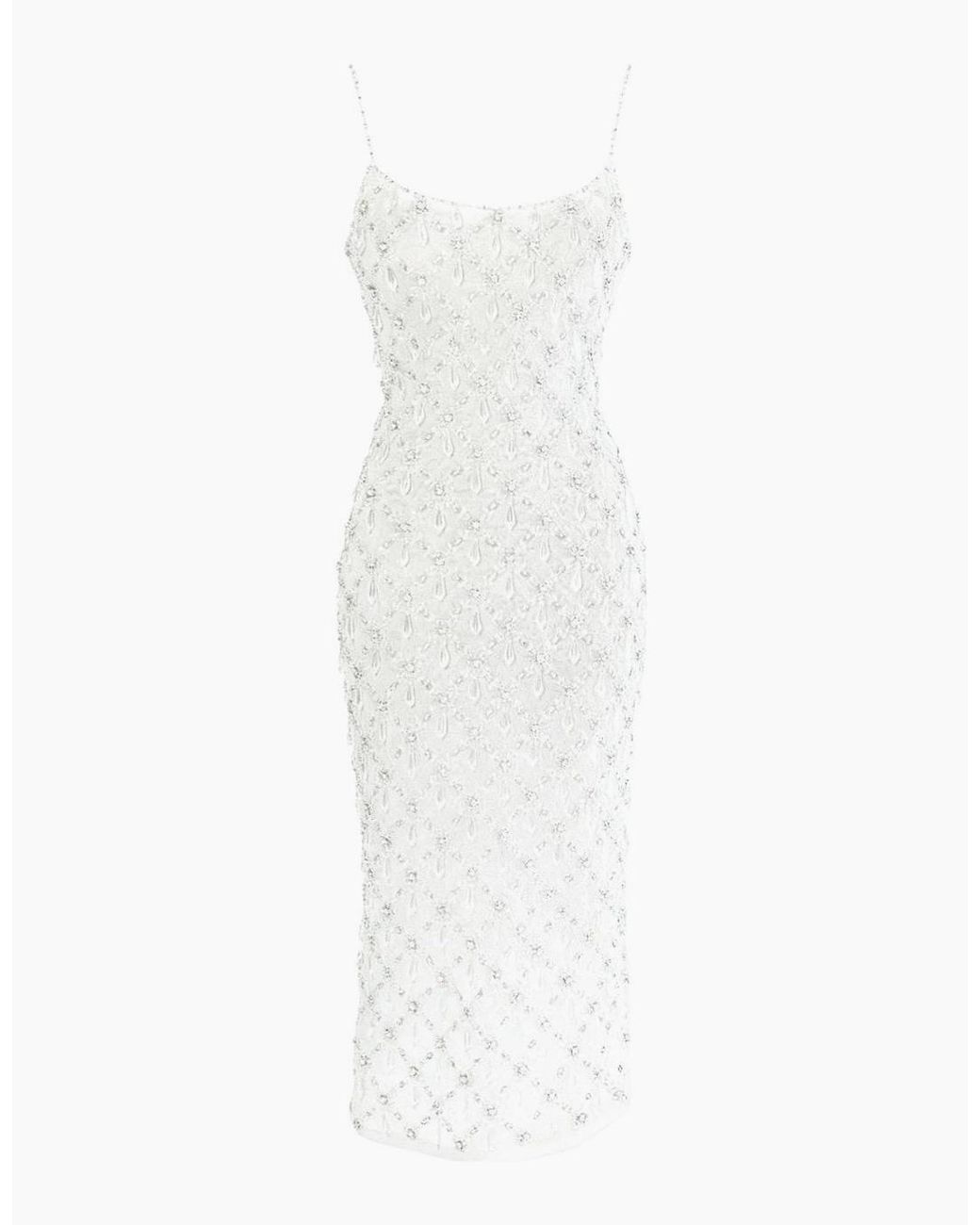 Oceanus White Calliope Luxury Crystal Maxi Party Dress Multi Colour