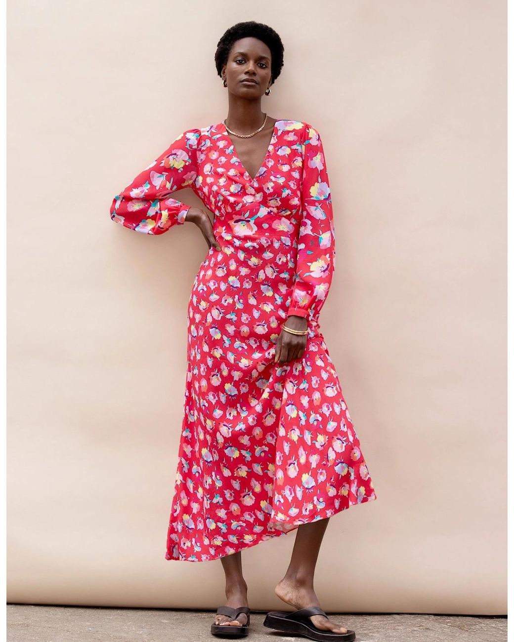 Ro&zo Pink Carnation Ditsy Print Tie Back Dress