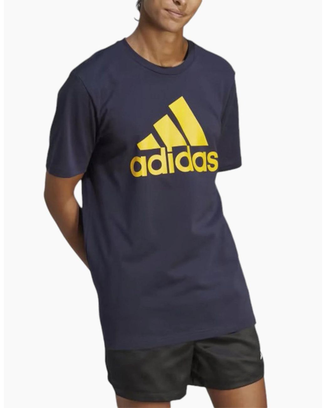 Adidas Blue T Shirts Short Sleeve Summer Printed Crew Neck Top Casual Cotton Tee for men