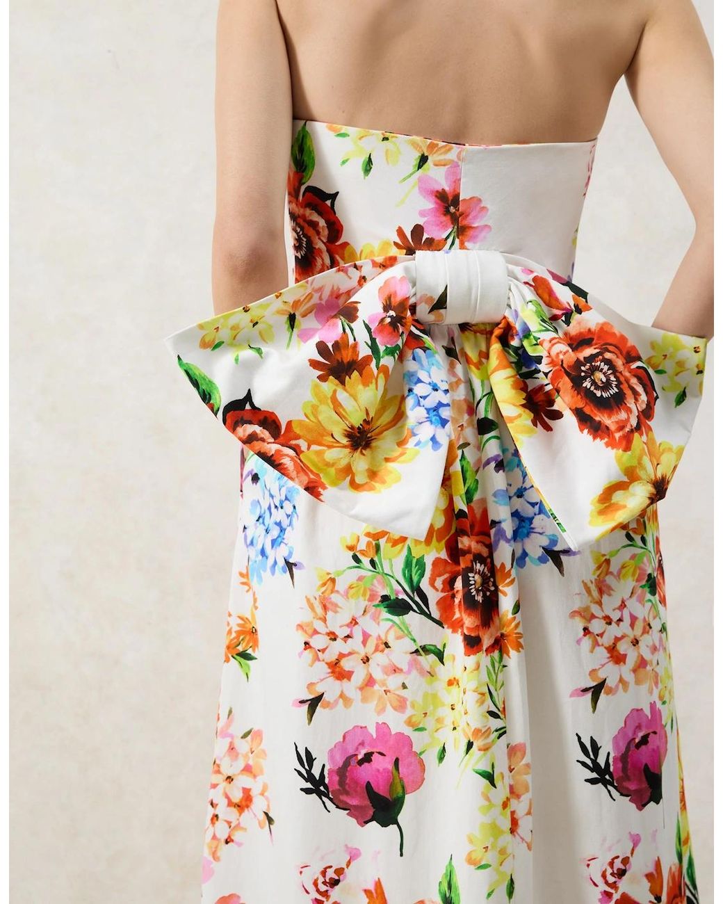 Ro&zo Multicolor Petite Annie Garden Floral Printed Bow Detail Dress