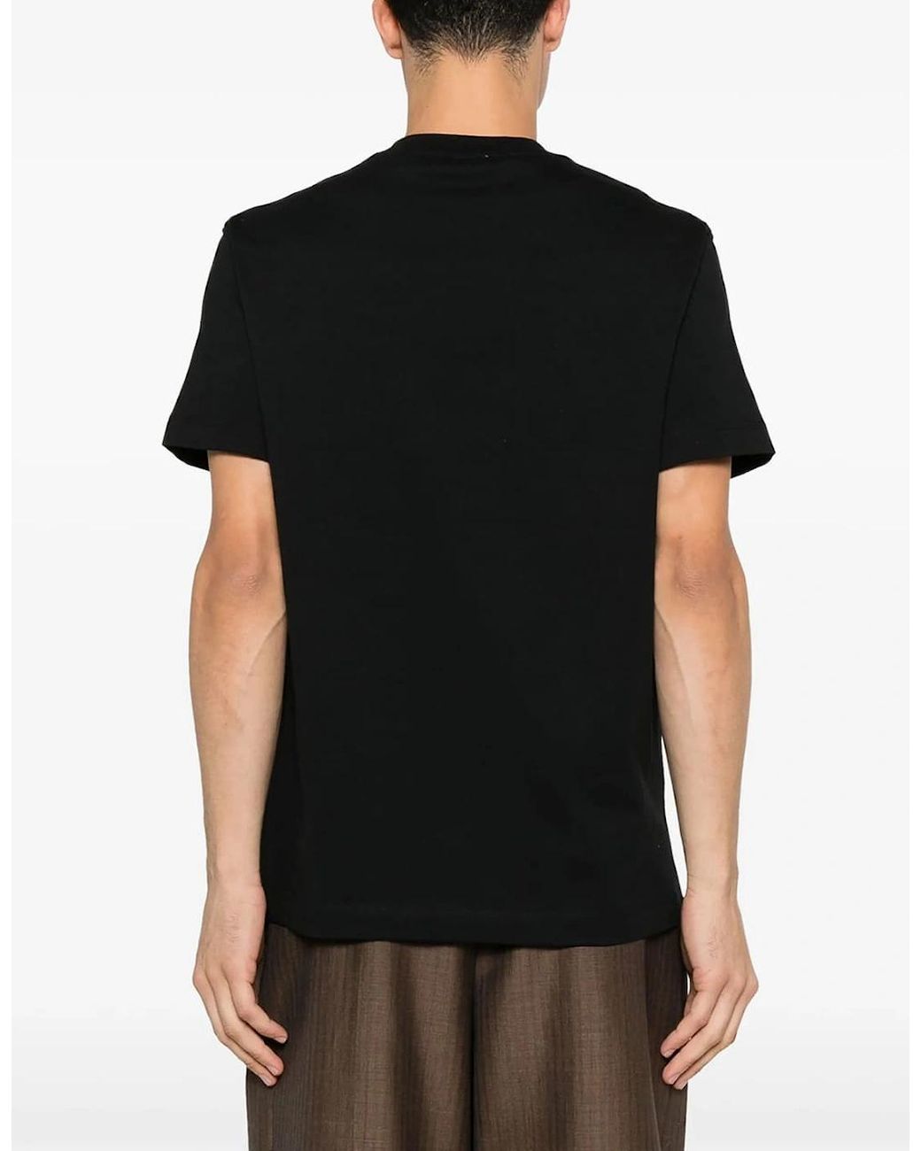 Burberry Black Check-Logo Patch Cotton T-Shirt for men