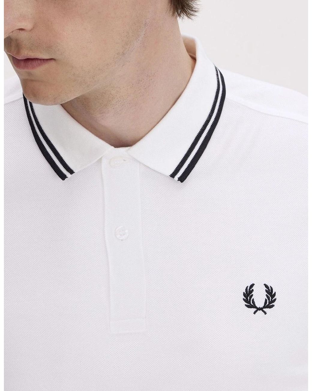 Fred Perry White Twin Tipped Polo Shirt for men