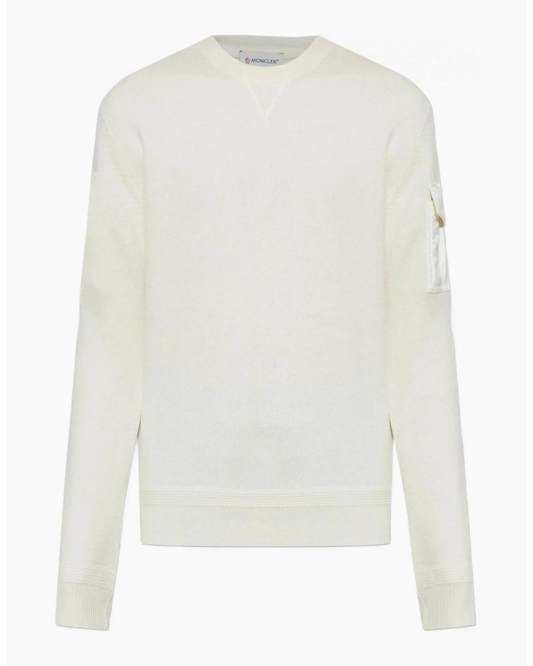 Moncler White Sleeve Pocket Sweater Cream for men
