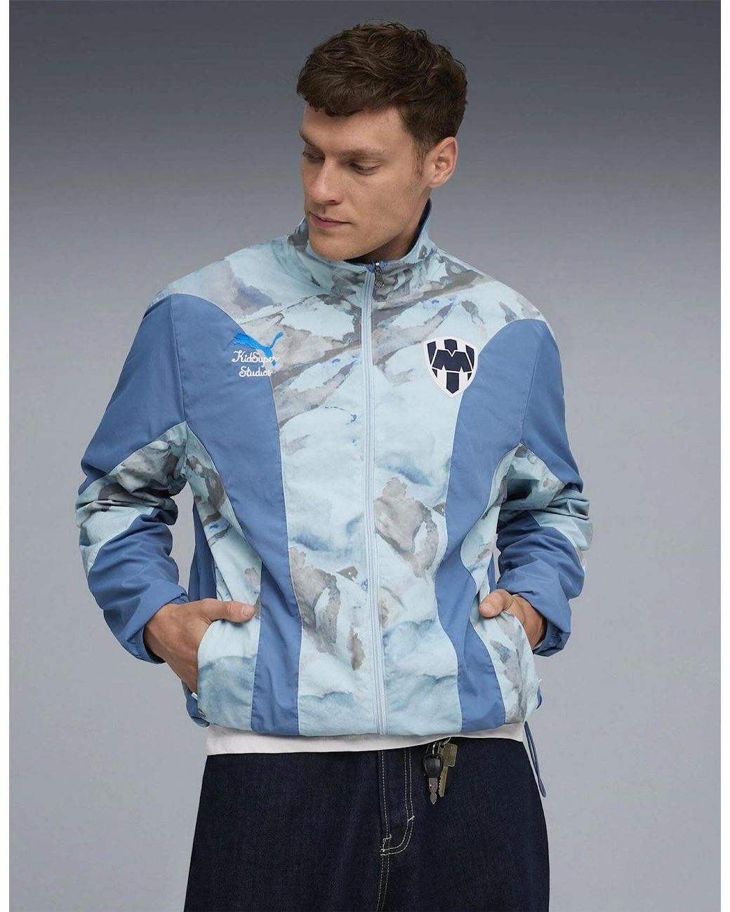 PUMA Blue Cf Monterrey Licensed Rain Anorak Jacket for men