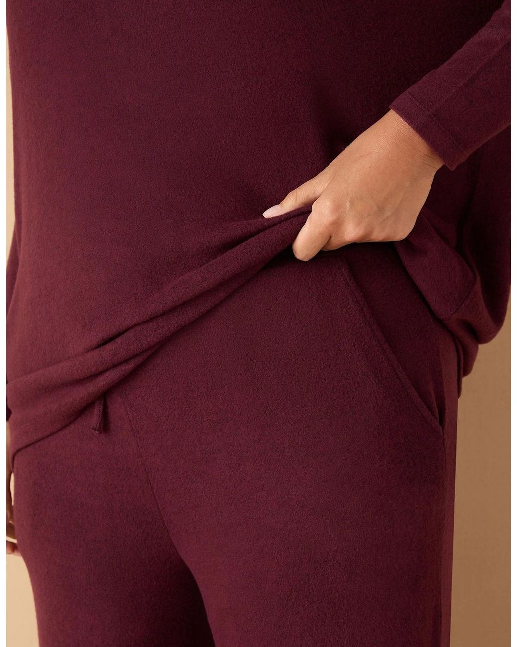 Live Unlimited London Purple Burgundy Supersoft Trouser
