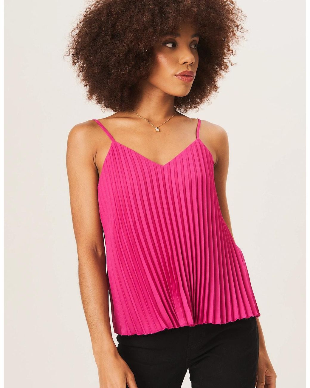 Gini London Pink Strappy Pleated Cami Top