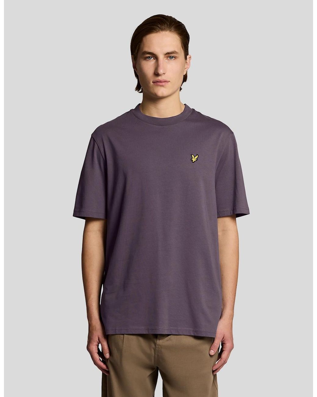 Lyle & Scott Purple Oversized Cotton Crew Neck T-Shirt for men