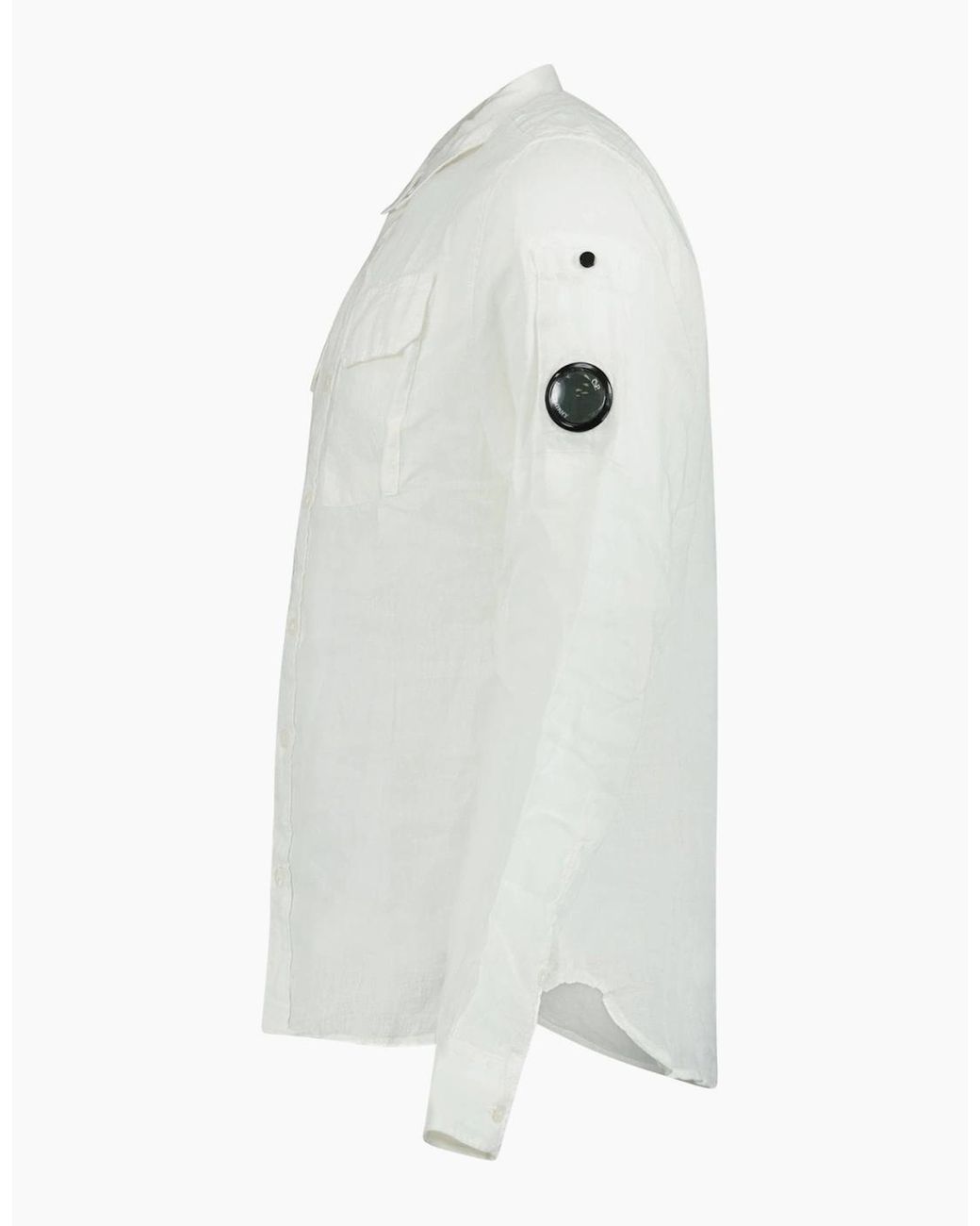 C P Company White Linen Lens Safari Shirt for men