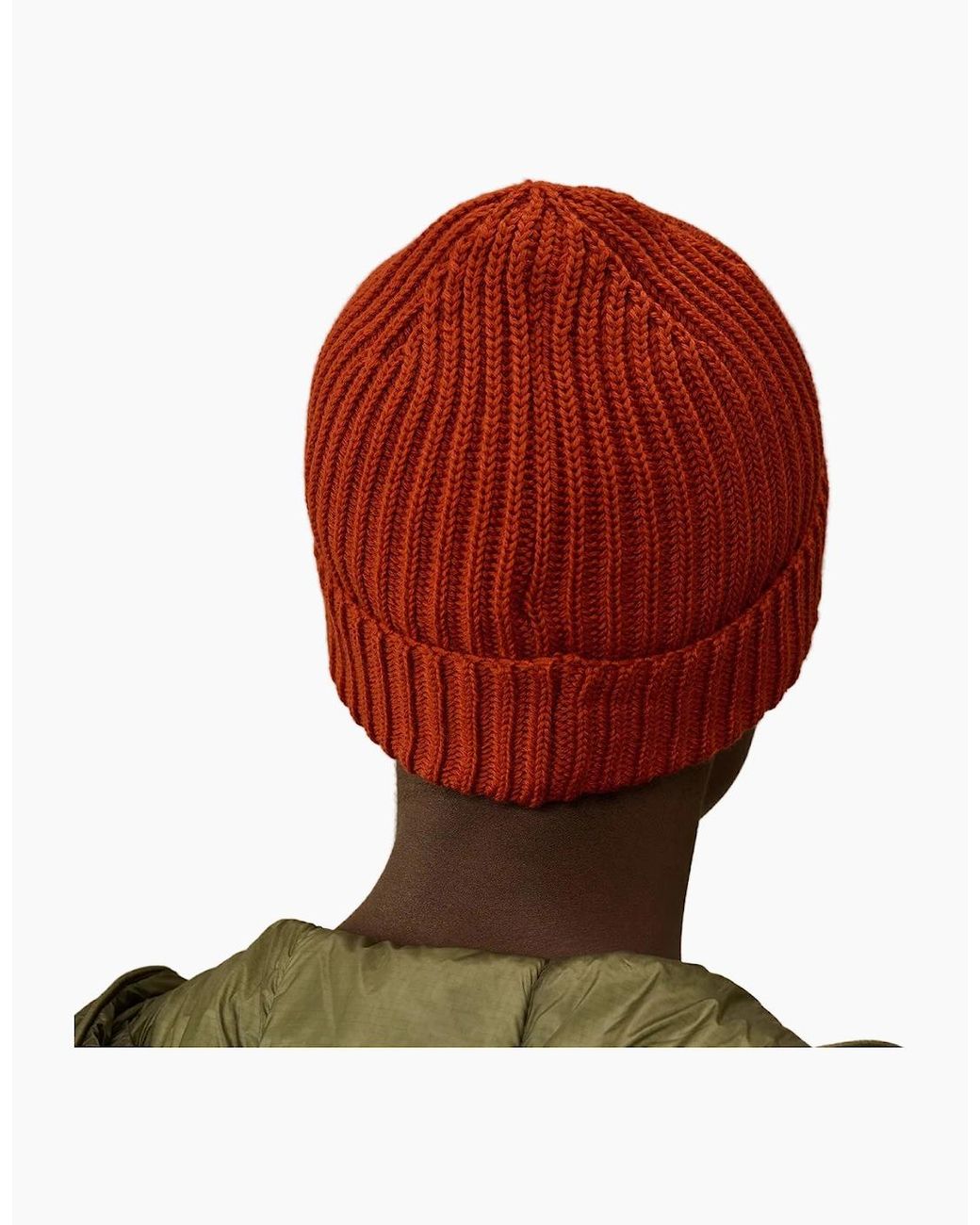 C P Company Red Extrafine Merino Wool Goggle Beanie for men