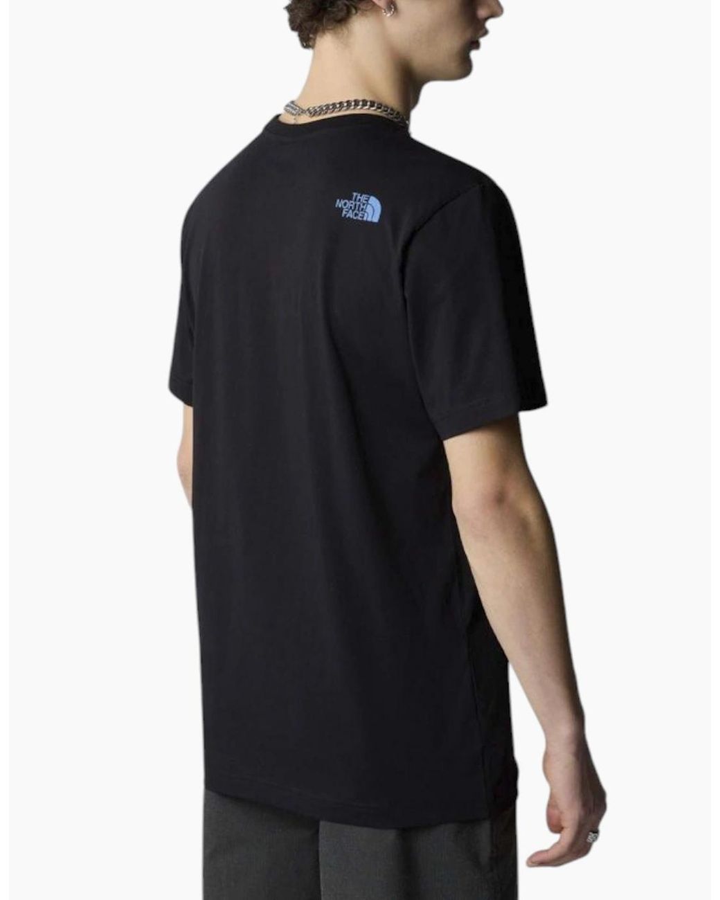 The North Face Black T Shirts Ss Mountain Line Tee Cotton Summer Crew Neck Tops for men