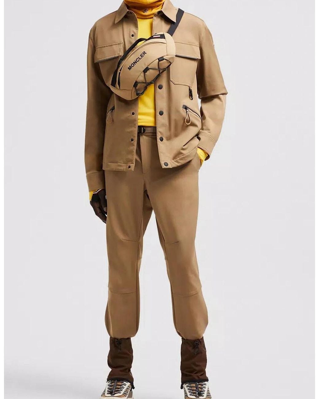 Moncler Natural Cuffed Trousers Tan for men