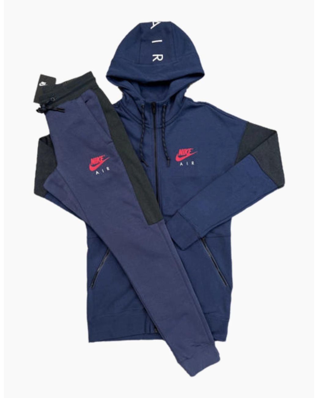 Nike Blue Air Full Zip Fleece Hooded Tracksuit for men