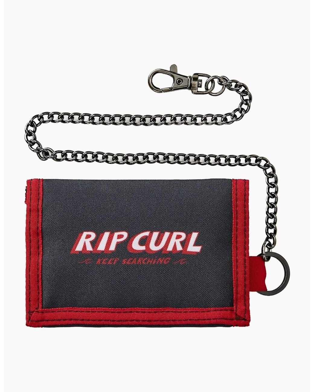Rip Curl Red Rip Curl Chain Surf Key Chain Tri-Fold Cash Card Purse Wallet for men