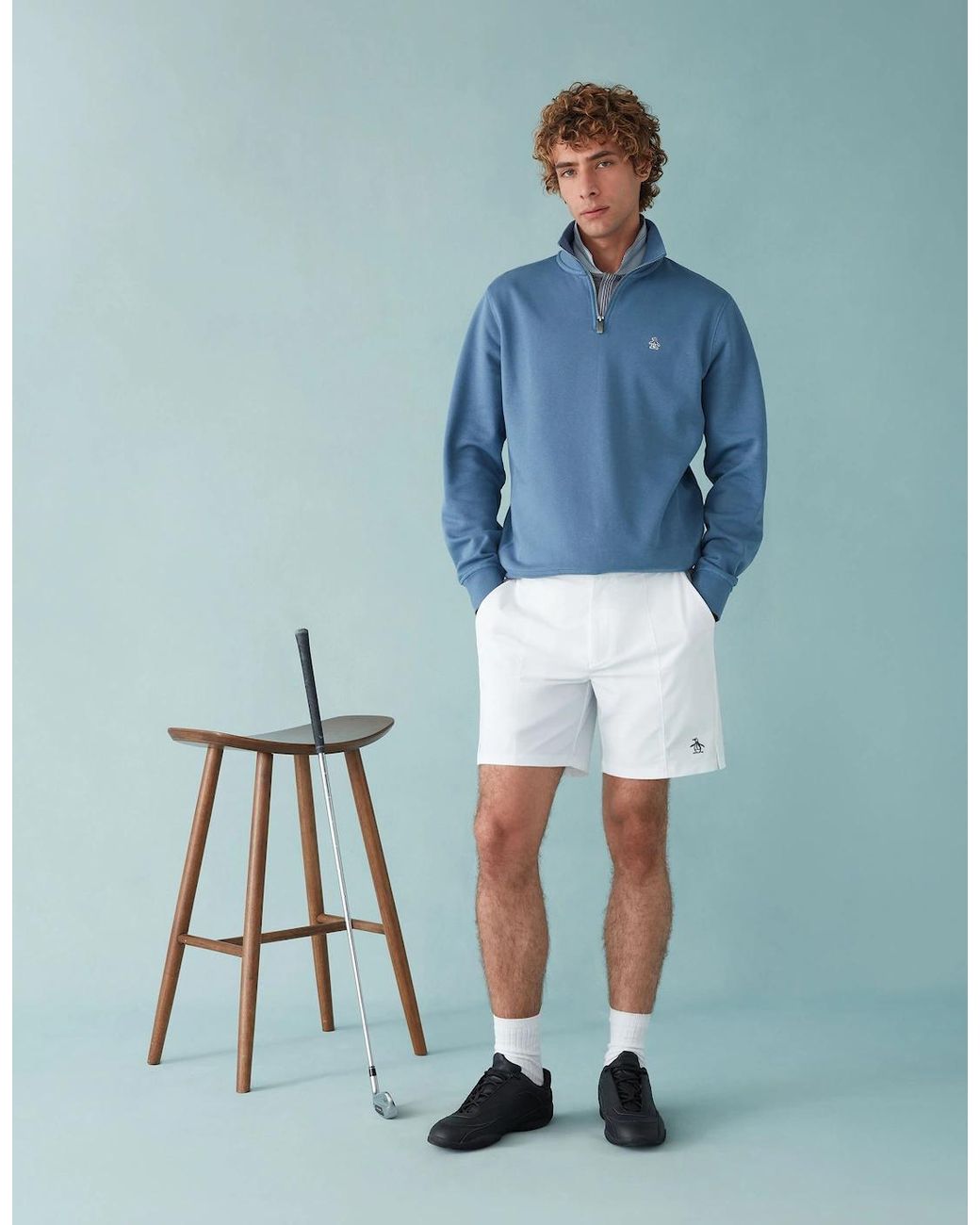 Original Penguin Blue Penguin Penguin 1/4 Zip Sweat Shirt Copen for men