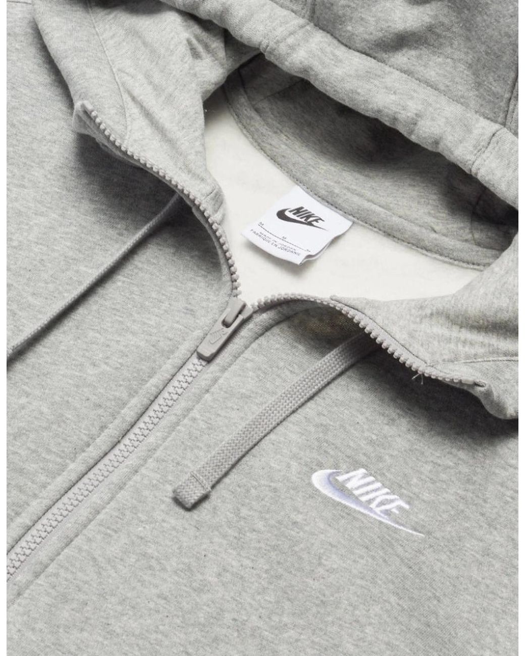 Nike Gray Club Fleece Pullover Full Zip Hoodie for men