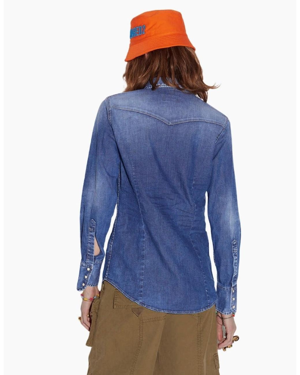 DSquared² Blue Icon Print Western Denim Shirt