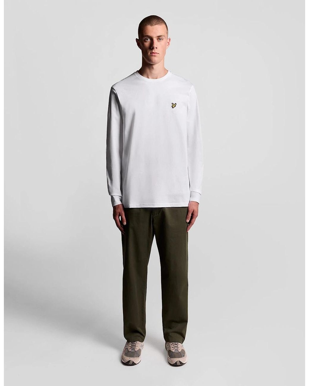 Lyle & Scott White Long Sleeve Cotton T-Shirt for men
