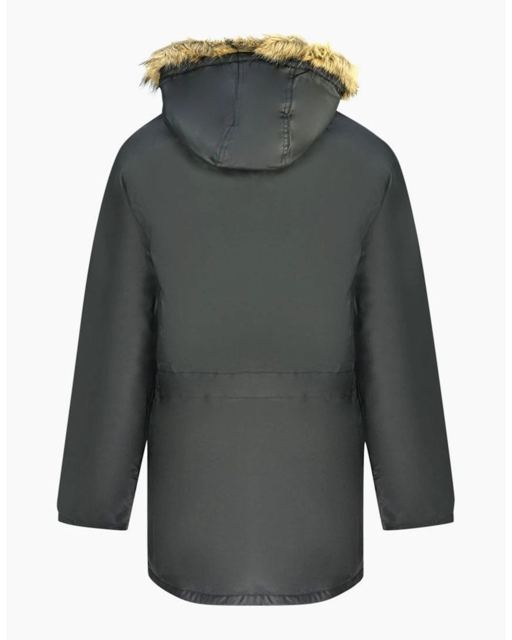 Fred Perry Gray Padded Waxed Cotton Hooded Parka Jacket for men