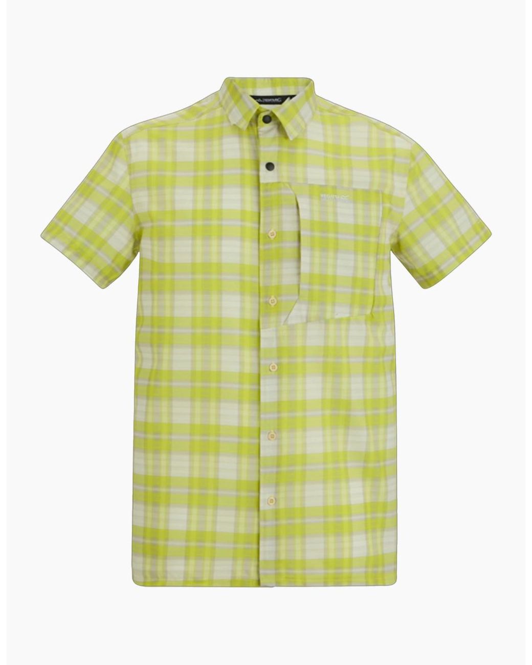 Regatta Green Checked Insect Repellent Short-Sleeved Travel Shirt for men