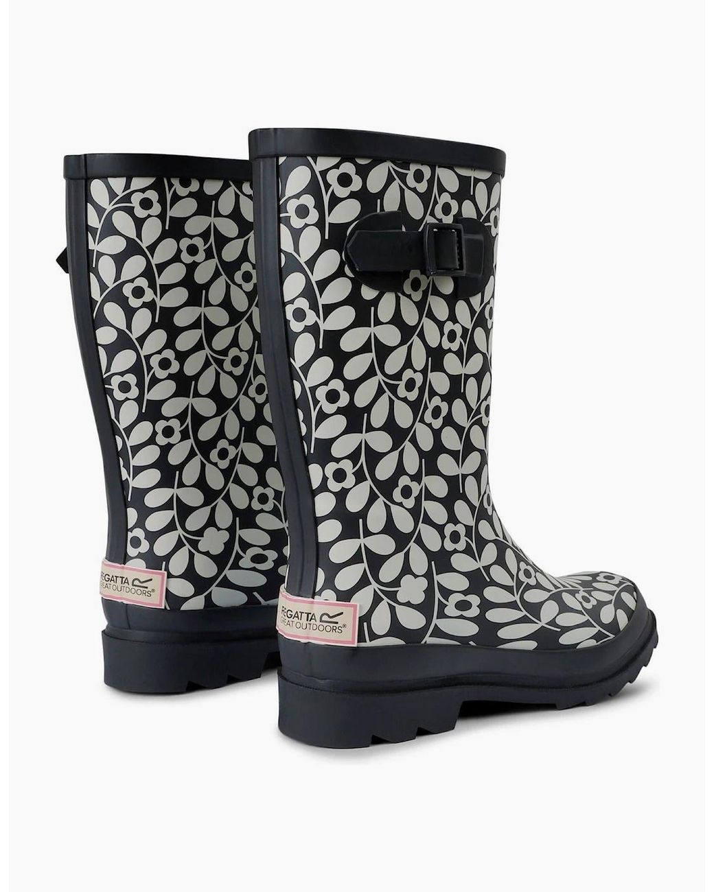 Regatta Black Orla Quarter Wellington Floral Rain Boots